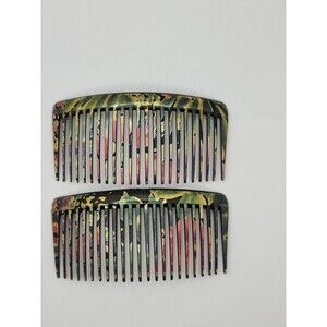 Hand Painted Plastic Hair Combs Made in Korea 1970's